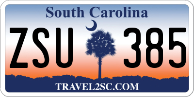 SC license plate ZSU385
