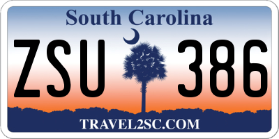 SC license plate ZSU386