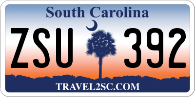 SC license plate ZSU392