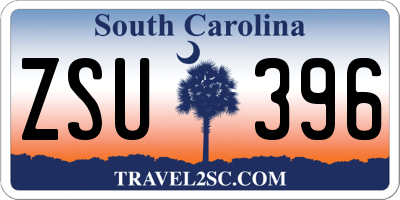 SC license plate ZSU396