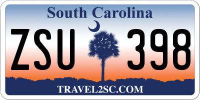 SC license plate ZSU398