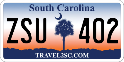 SC license plate ZSU402