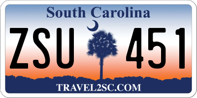 SC license plate ZSU451