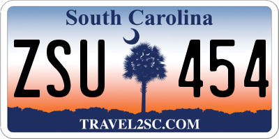 SC license plate ZSU454
