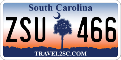 SC license plate ZSU466