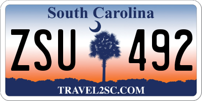 SC license plate ZSU492