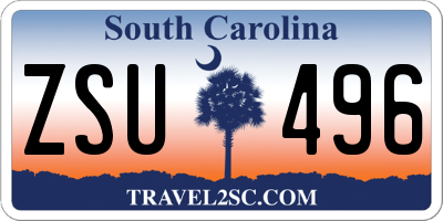 SC license plate ZSU496