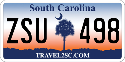 SC license plate ZSU498
