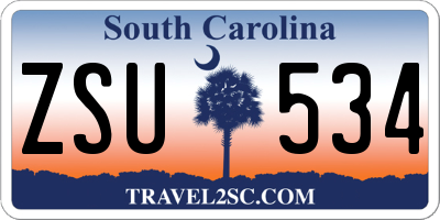 SC license plate ZSU534