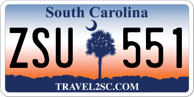 SC license plate ZSU551