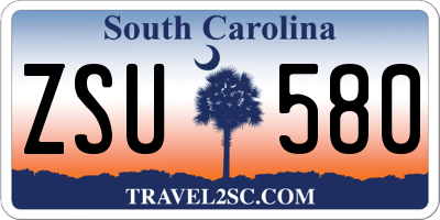SC license plate ZSU580