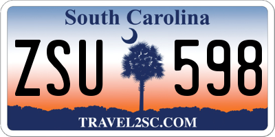 SC license plate ZSU598