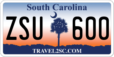SC license plate ZSU600