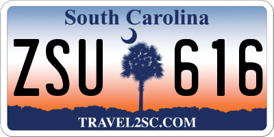 SC license plate ZSU616