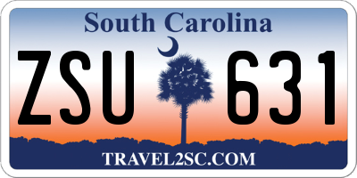 SC license plate ZSU631