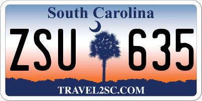 SC license plate ZSU635