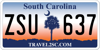 SC license plate ZSU637