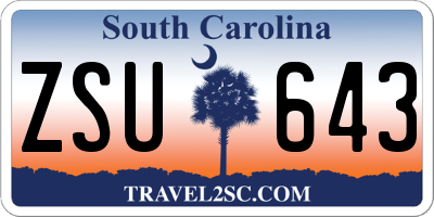 SC license plate ZSU643
