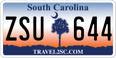 SC license plate ZSU644