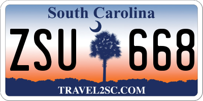 SC license plate ZSU668