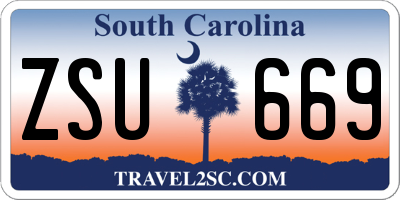 SC license plate ZSU669