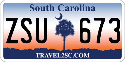 SC license plate ZSU673
