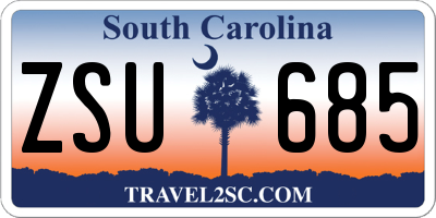 SC license plate ZSU685