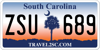SC license plate ZSU689