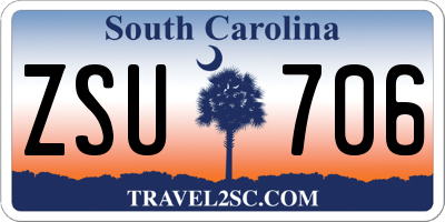 SC license plate ZSU706
