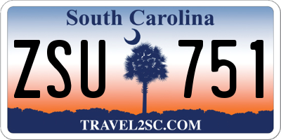 SC license plate ZSU751