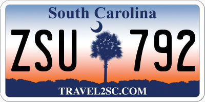 SC license plate ZSU792