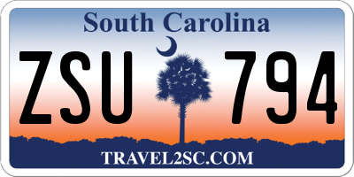 SC license plate ZSU794