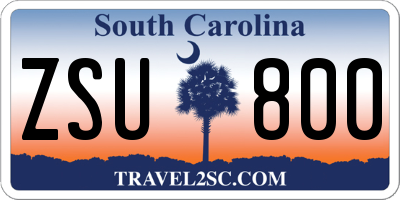 SC license plate ZSU800