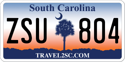 SC license plate ZSU804