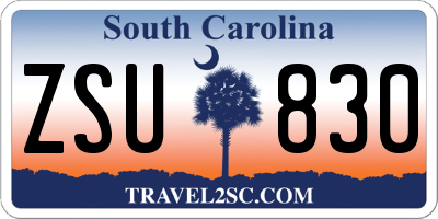 SC license plate ZSU830
