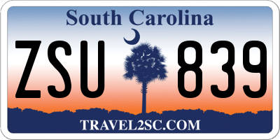 SC license plate ZSU839