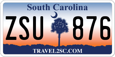 SC license plate ZSU876