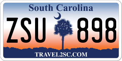 SC license plate ZSU898