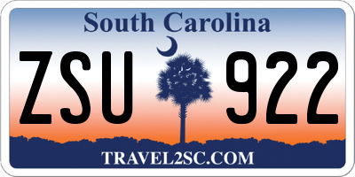 SC license plate ZSU922
