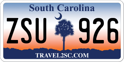 SC license plate ZSU926