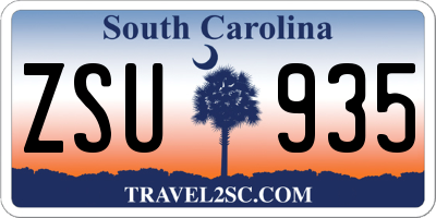 SC license plate ZSU935