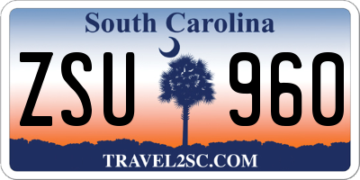 SC license plate ZSU960