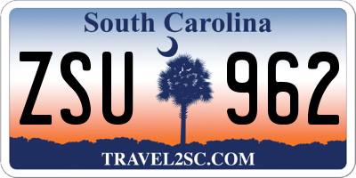 SC license plate ZSU962