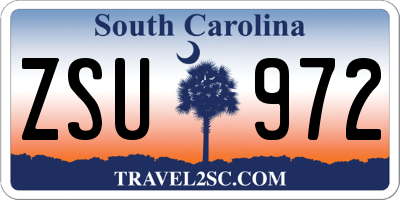 SC license plate ZSU972