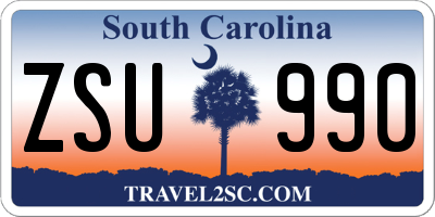 SC license plate ZSU990