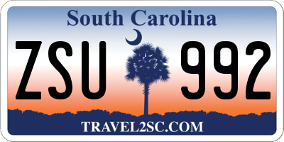 SC license plate ZSU992
