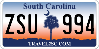 SC license plate ZSU994