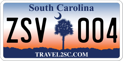 SC license plate ZSV004