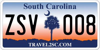 SC license plate ZSV008