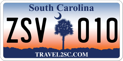 SC license plate ZSV010